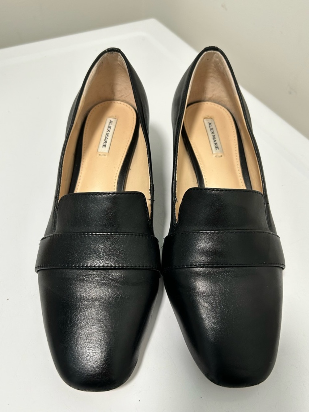 Alex Marie Block Heel Penny Loafers Black Size 7 - Picture 2 of 12